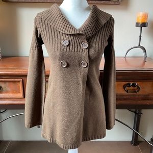 Take Out Double Breasted Hooded Sweater. Brown. Size S